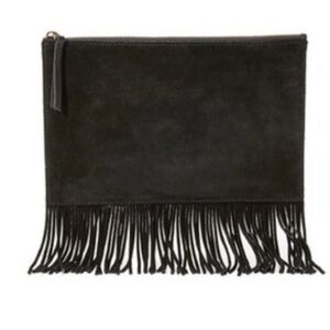 Madewell Fringed Leather and Suede Clutch